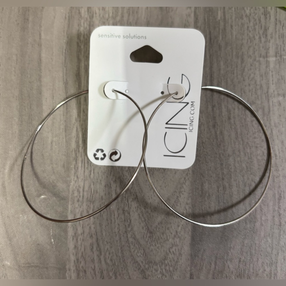 Icing Silver Hoops